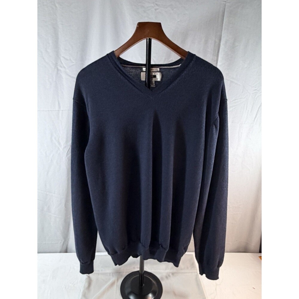 Joseph Abboud Mens Sweater 3XL Navy V-Neck Extra Fine 100% Merino Wool Pullover